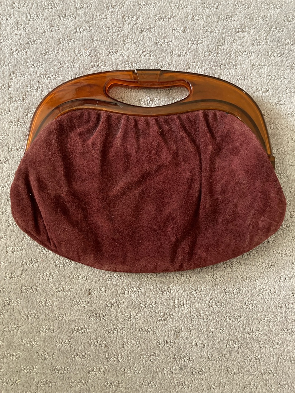 Vintage '70s Mardane burgundy suede & amber hand bag.
